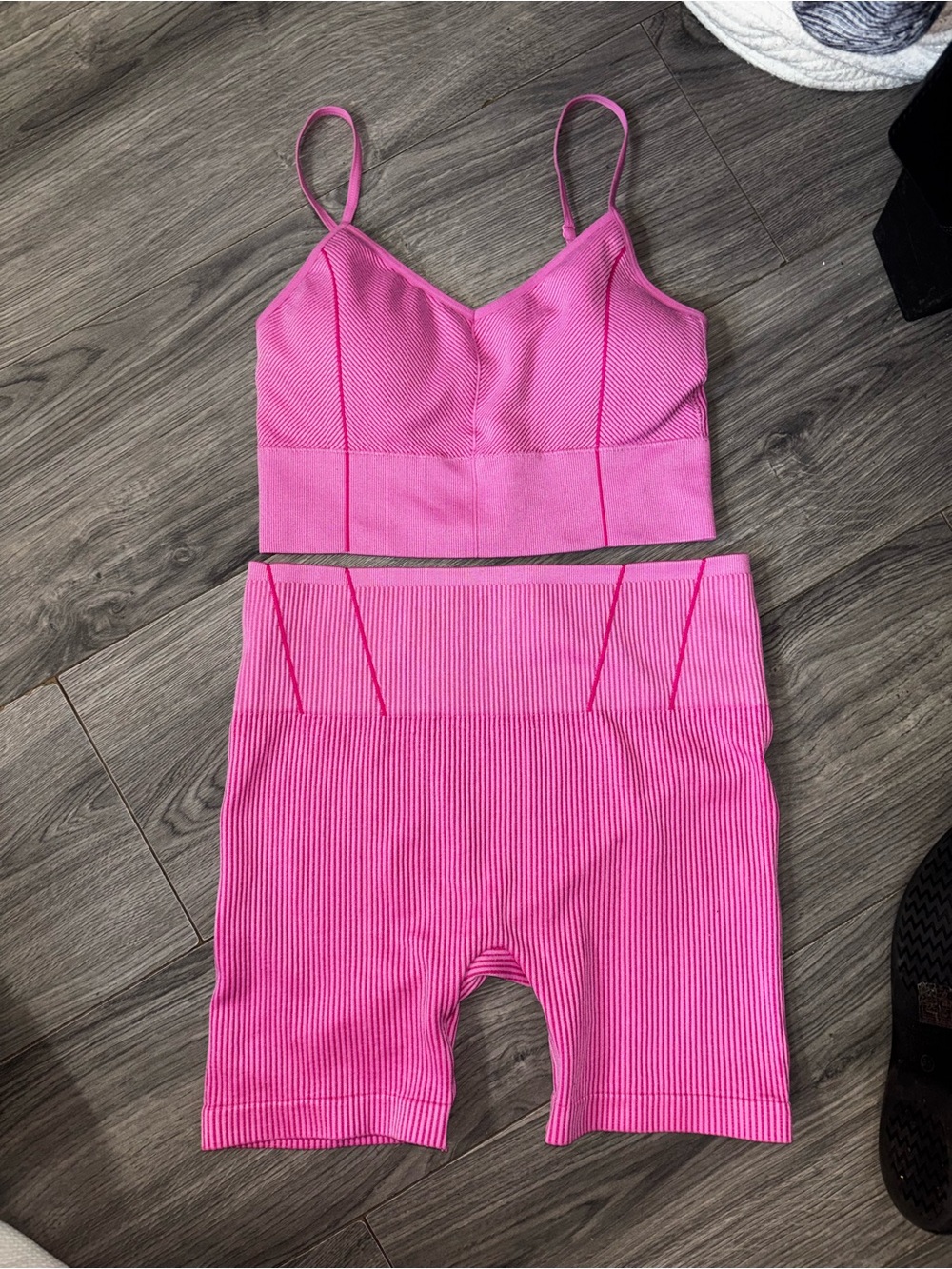 No Boundaries Pink Ribbed Two-Piece Bodysuit Set